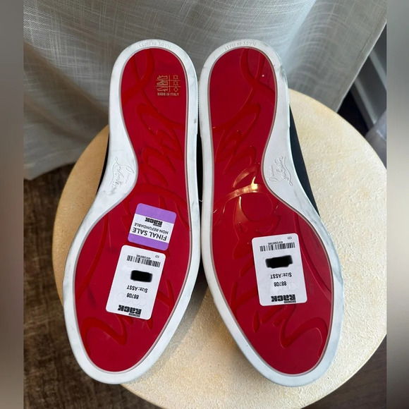 Christian Louboutin Chambeliboat Suede Slip On Boat Shoe Men's, Silver Bar Pin - Picture 9 of 9